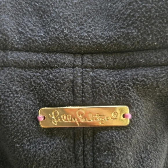 Lily Pulitzer Jacket Womens XS Black Inner Fleece Full Zip Long Sleeve Grunge - Picture 15 of 15